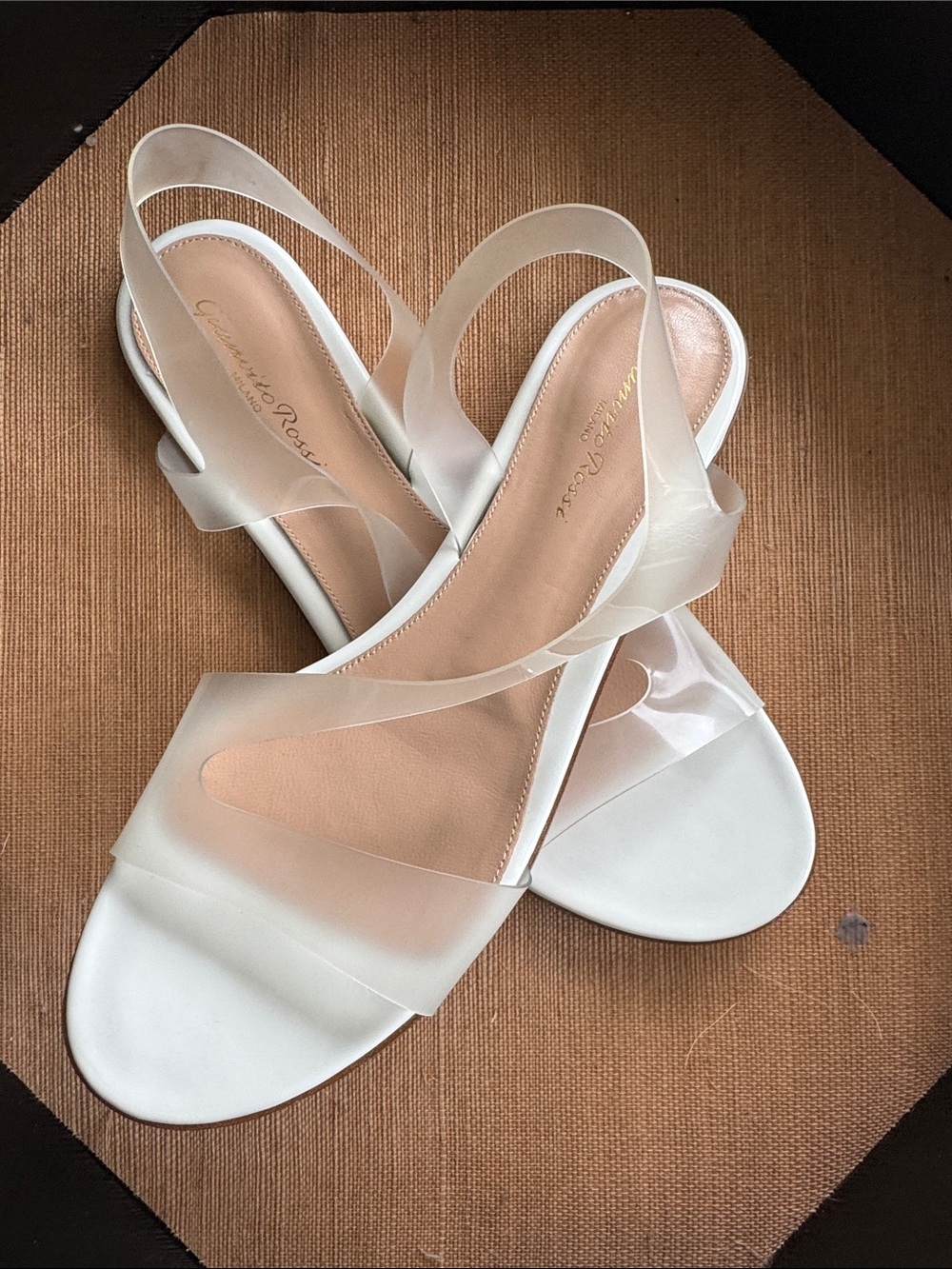 Gianvito Rossi White Slingback Sandals with Translucent Straps